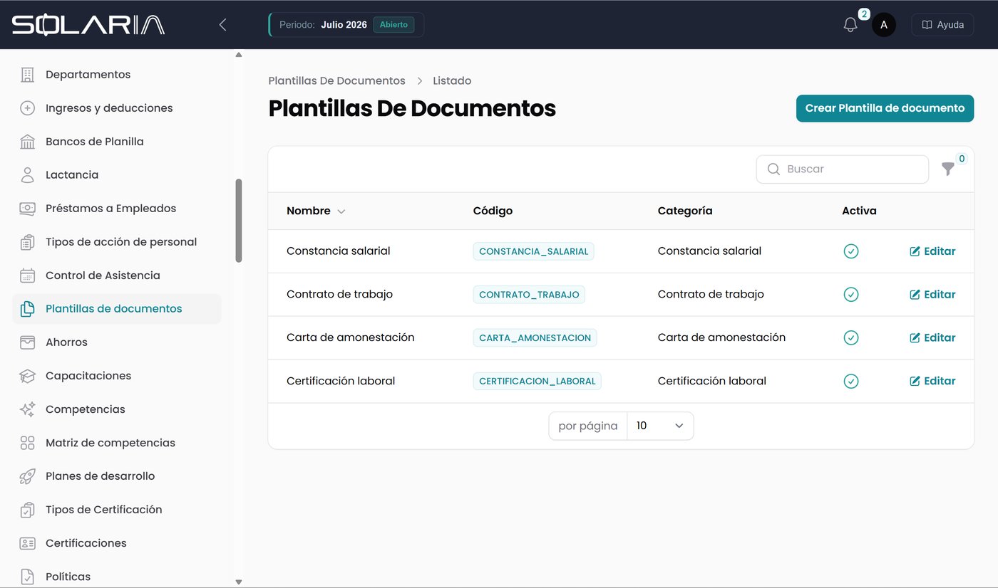 Plantillas de documentos de Capital Humano